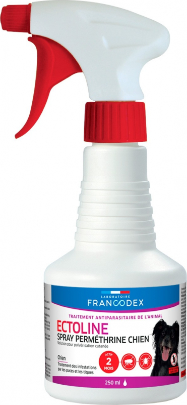 Francodex Ectoline Spray Perméthrine Chien - Anti-puces et tiques - Actif deux mois 