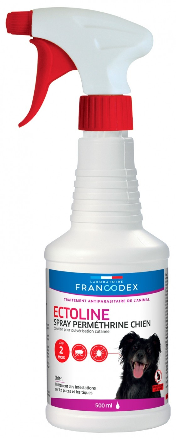 Francodex Ectoline Spray Perméthrine Chien - Anti-puces et tiques - Actif deux mois 