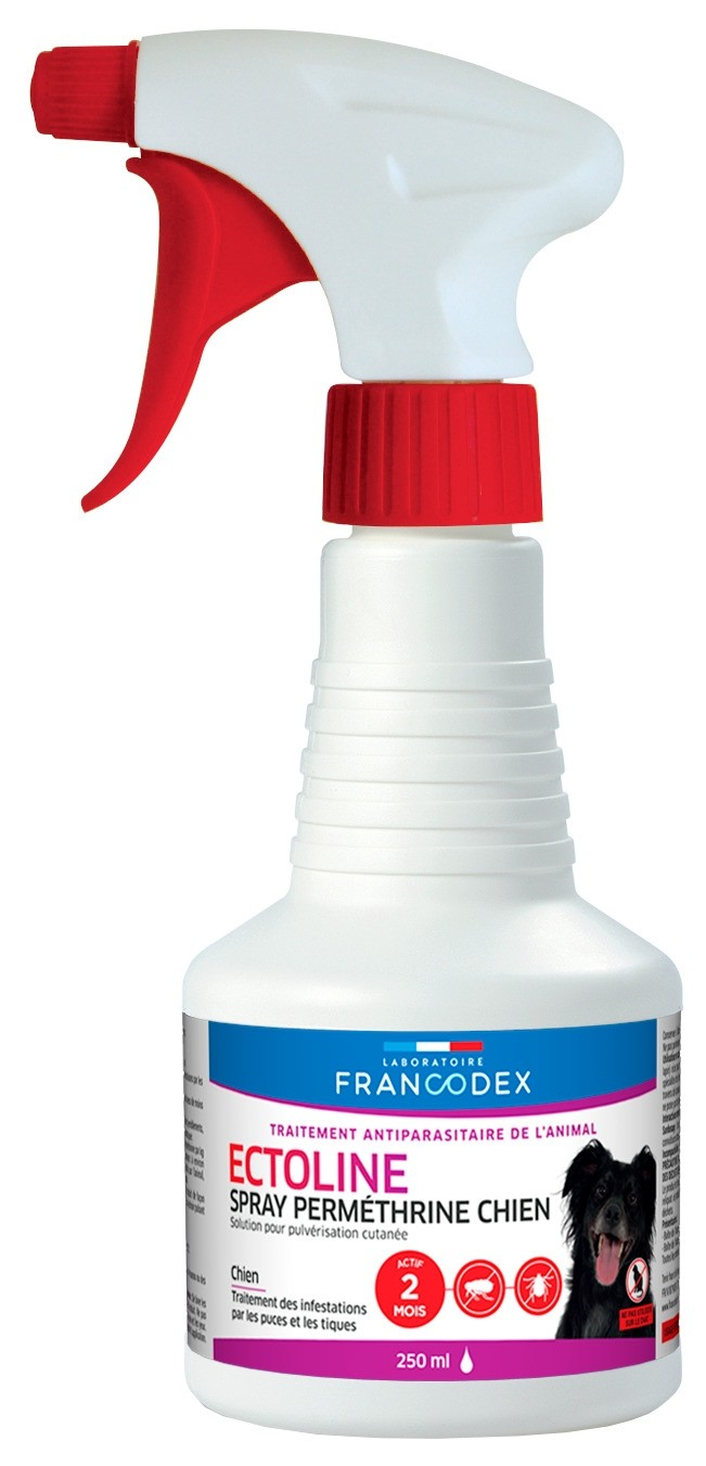 Ectoline Spray Permethrin Cane - Anti-pulci e zecche - Attivo due mesi