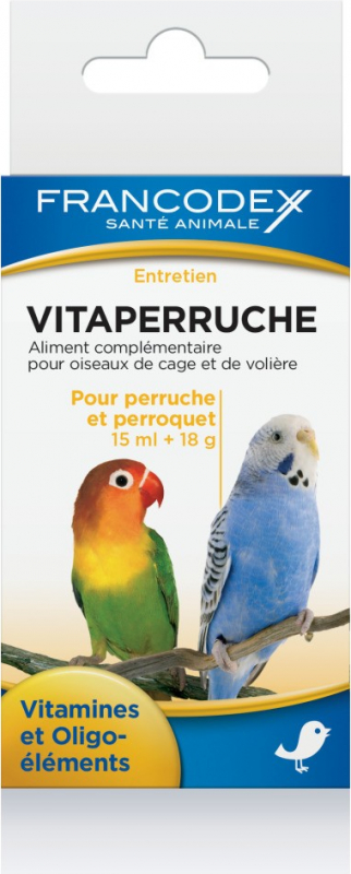 Francodex Vitaperruche pour perruches et perroquets - pour becs crochus - vitamines et oligo-éléments