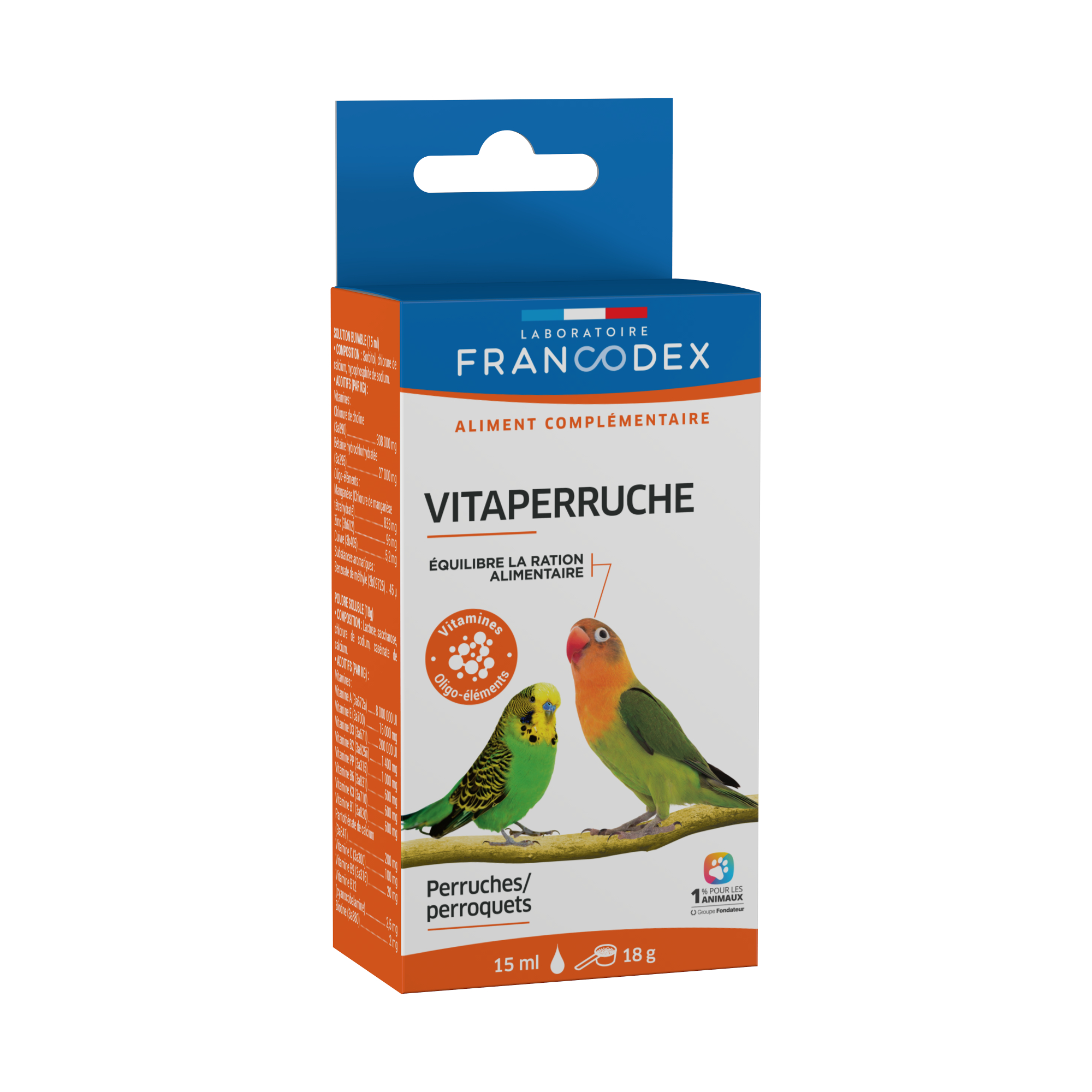 VITAPERRUCHE para periquitos e papagaios - com bicos em forma de gancho - vitaminas e oligoelementos