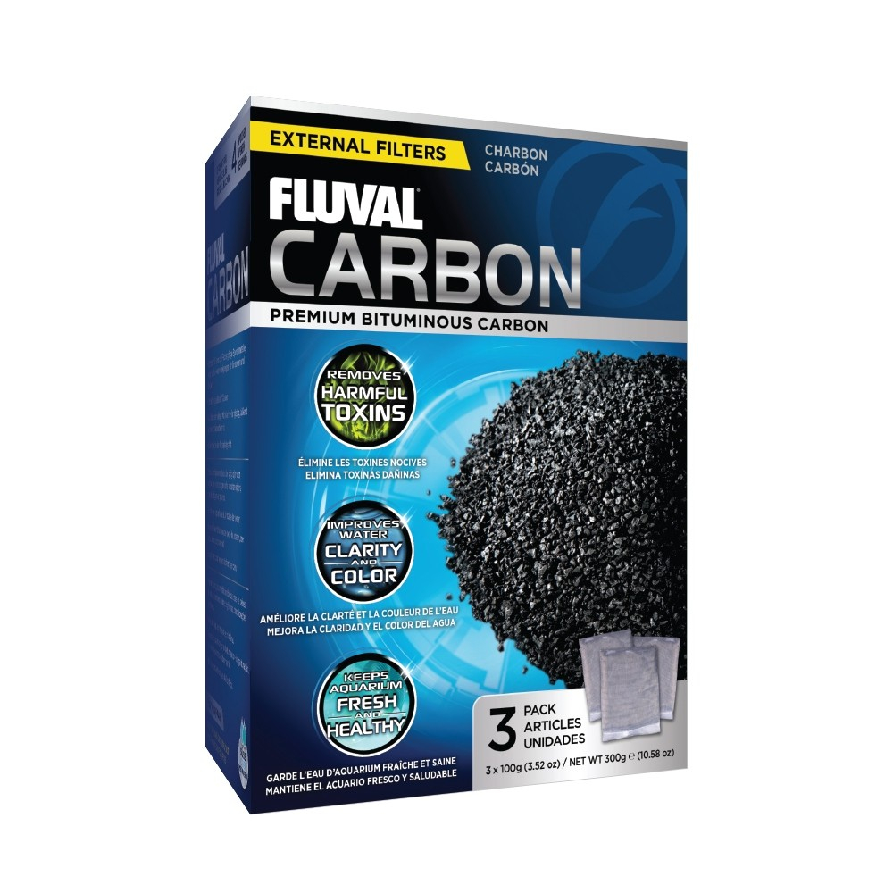 Fluval Carvão de filtração para aquário 3 x 100g