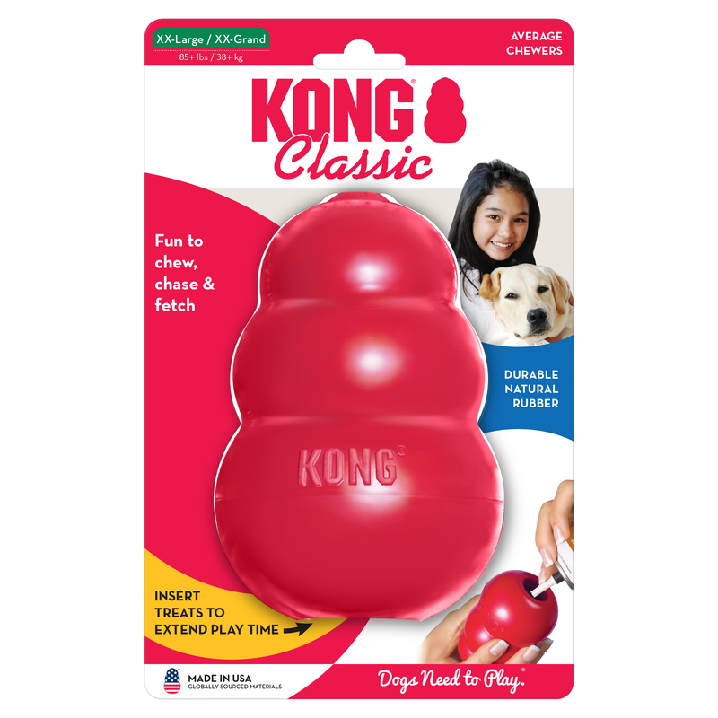Jouet KONG Classic chien - caoutchouc moyen/dur pour des chiens à mâchoires - KONG Classic Extra Large, De 27 à 41kg