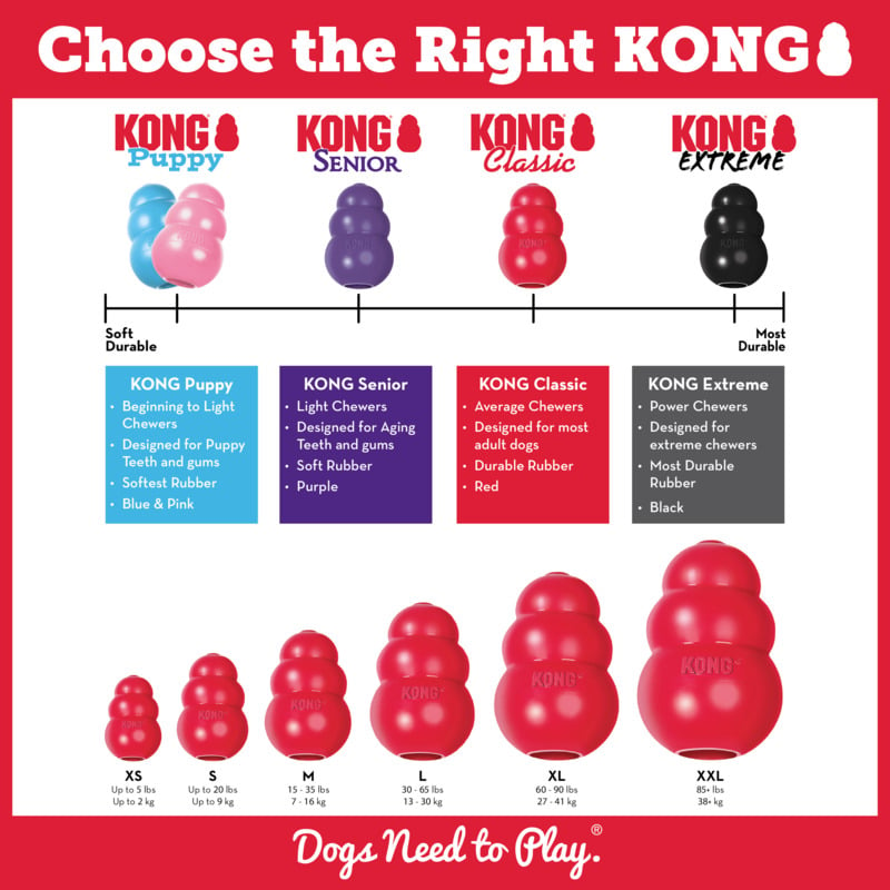 Brinquedo para cão KONG classic 6 tamanhos - borracha média / dura para cães