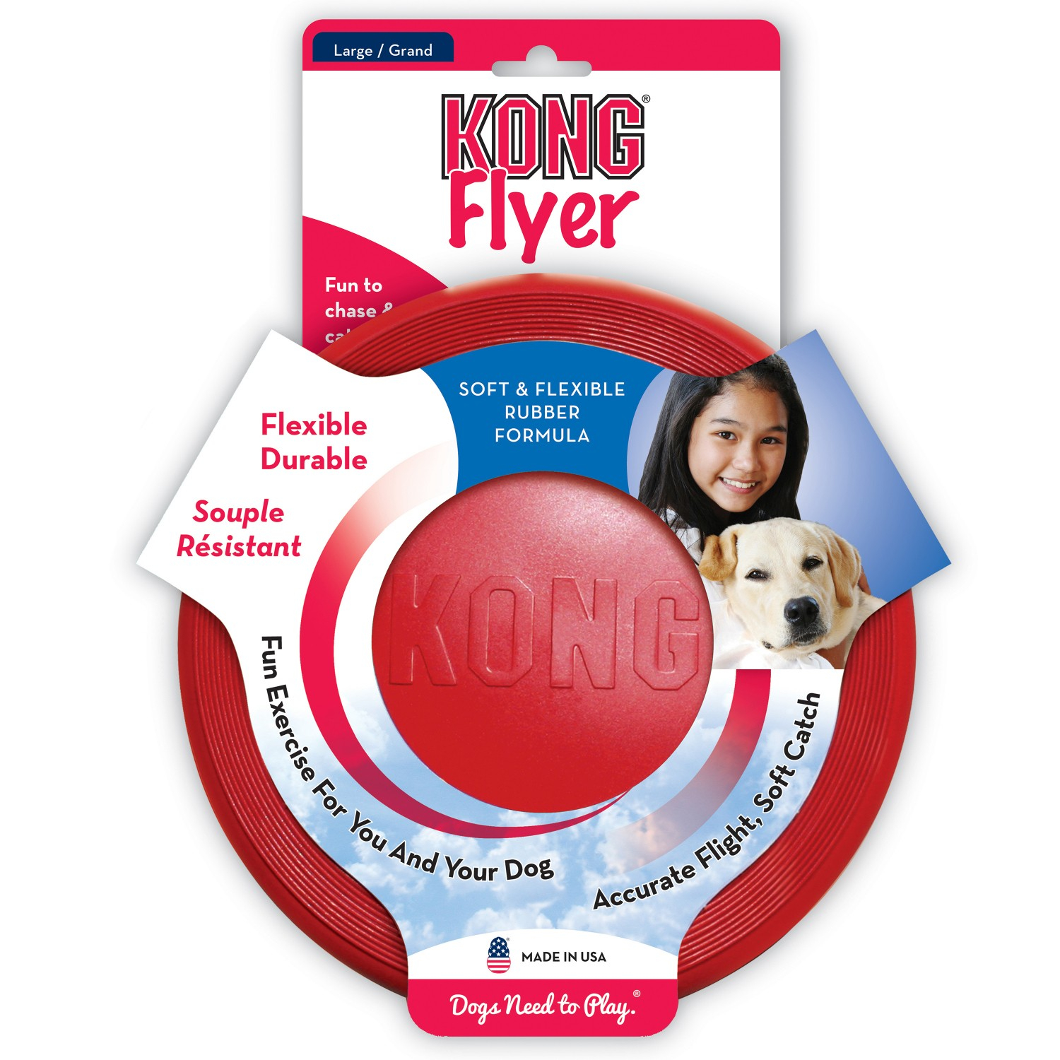 KONG cão Classic Flyer 2 tamanhos - frisbee flexível e resistente