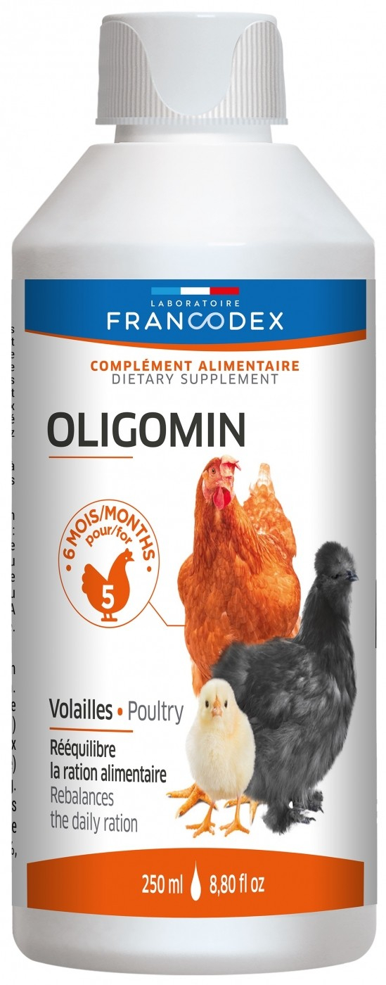 Francodex Oligomin 250ml - Alimentos minerais para aves de capoeira e palmípedes