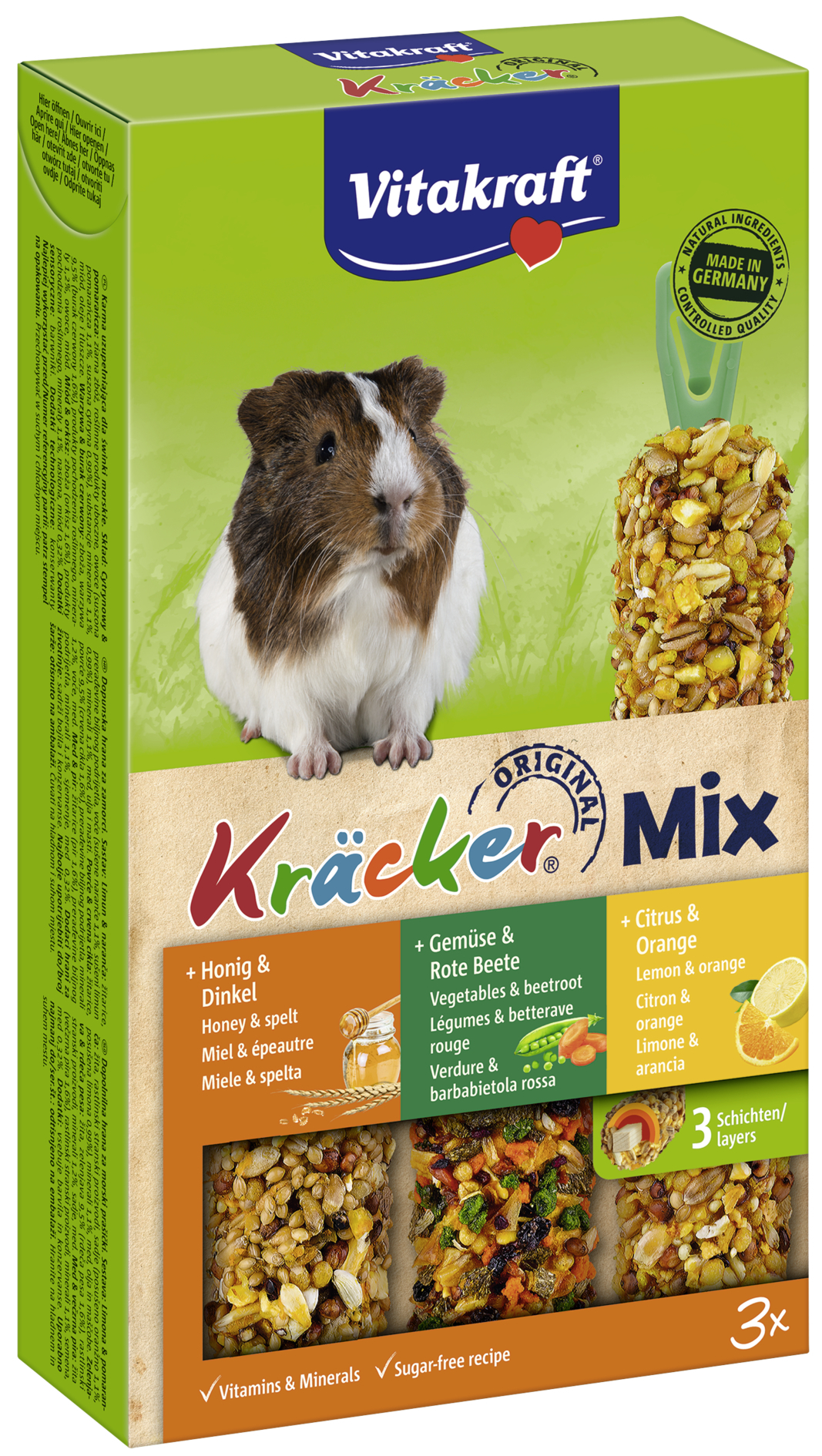 Kräcker Trio-Mix - Snacks para porquinhos-da-índia - Embalagem com 3 Kräckers