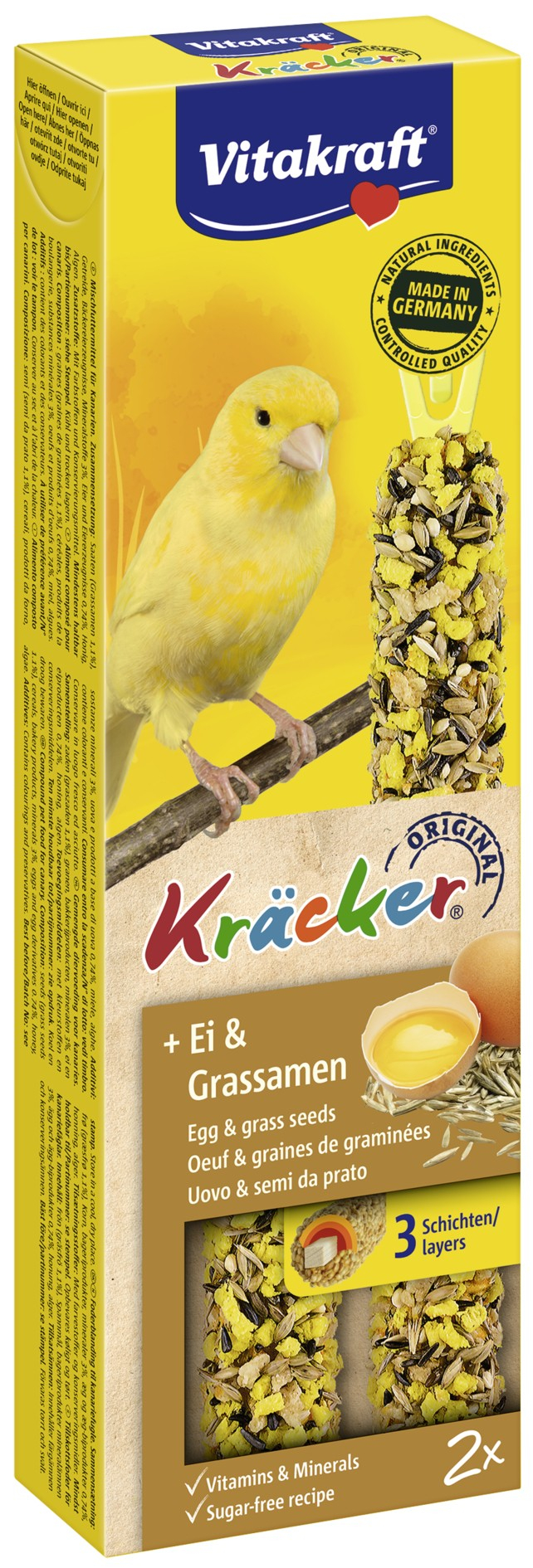 VITAKRAFT - Kräckers für Kanaren - Schachtel mit 2 Kräckern in verschiedenen Geschmacksrichtungen