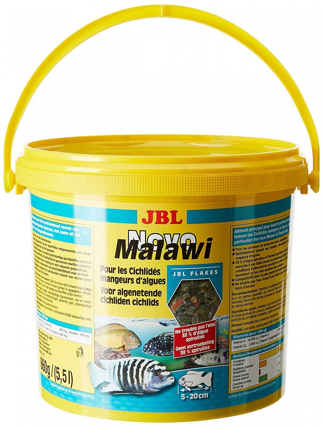 Flocos para peixes JBL Novo Malawi Alimento para ciclídeos de lagos Malawi / Tanganyika