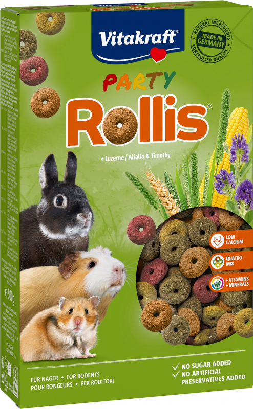 VITAKRAFT Rollis Party para roedores Snacks de cereales y verduras