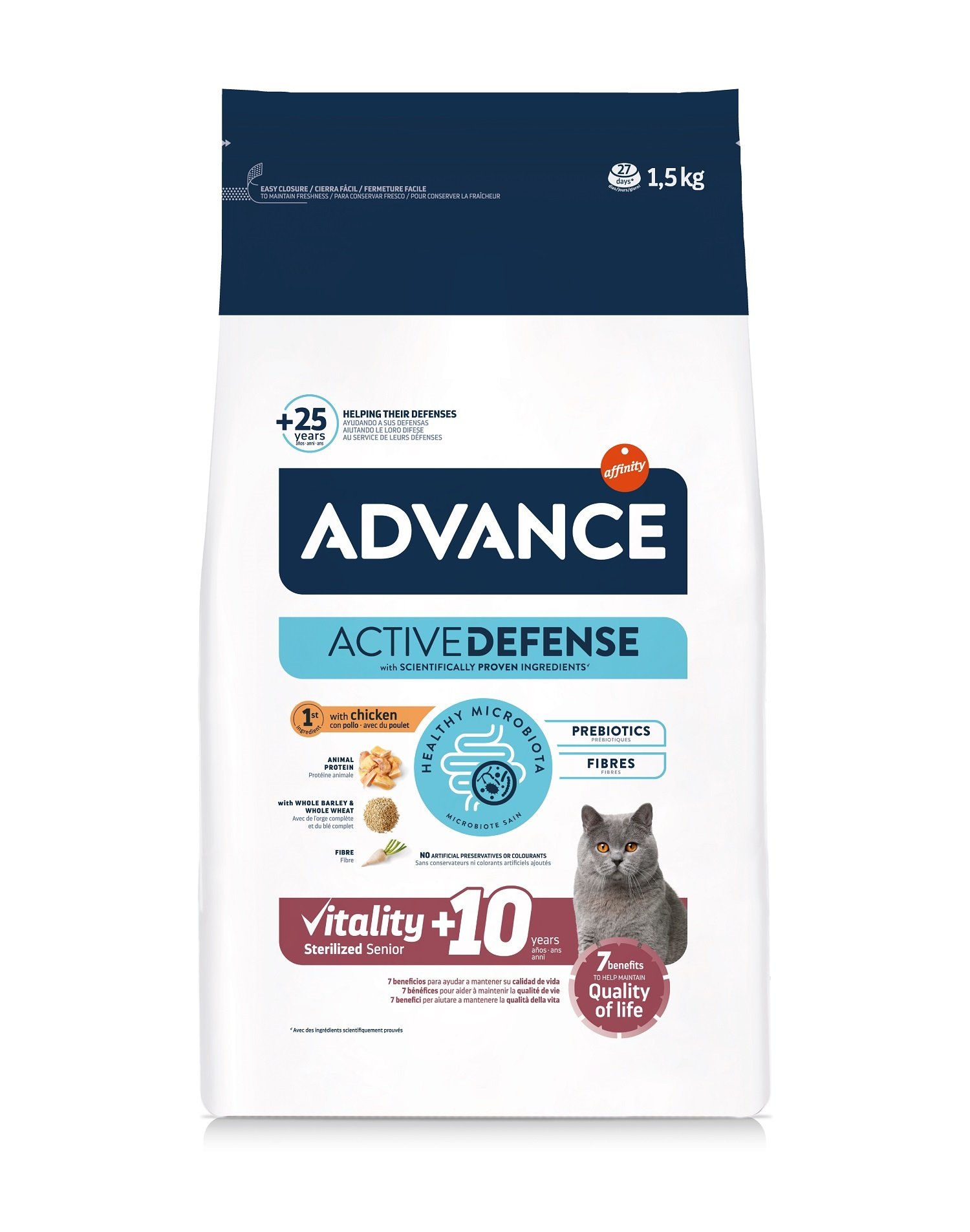 ADVANCE Sterilized +10 Jahre mit Huhn & Gerste für kastrierte Senior-Katzen