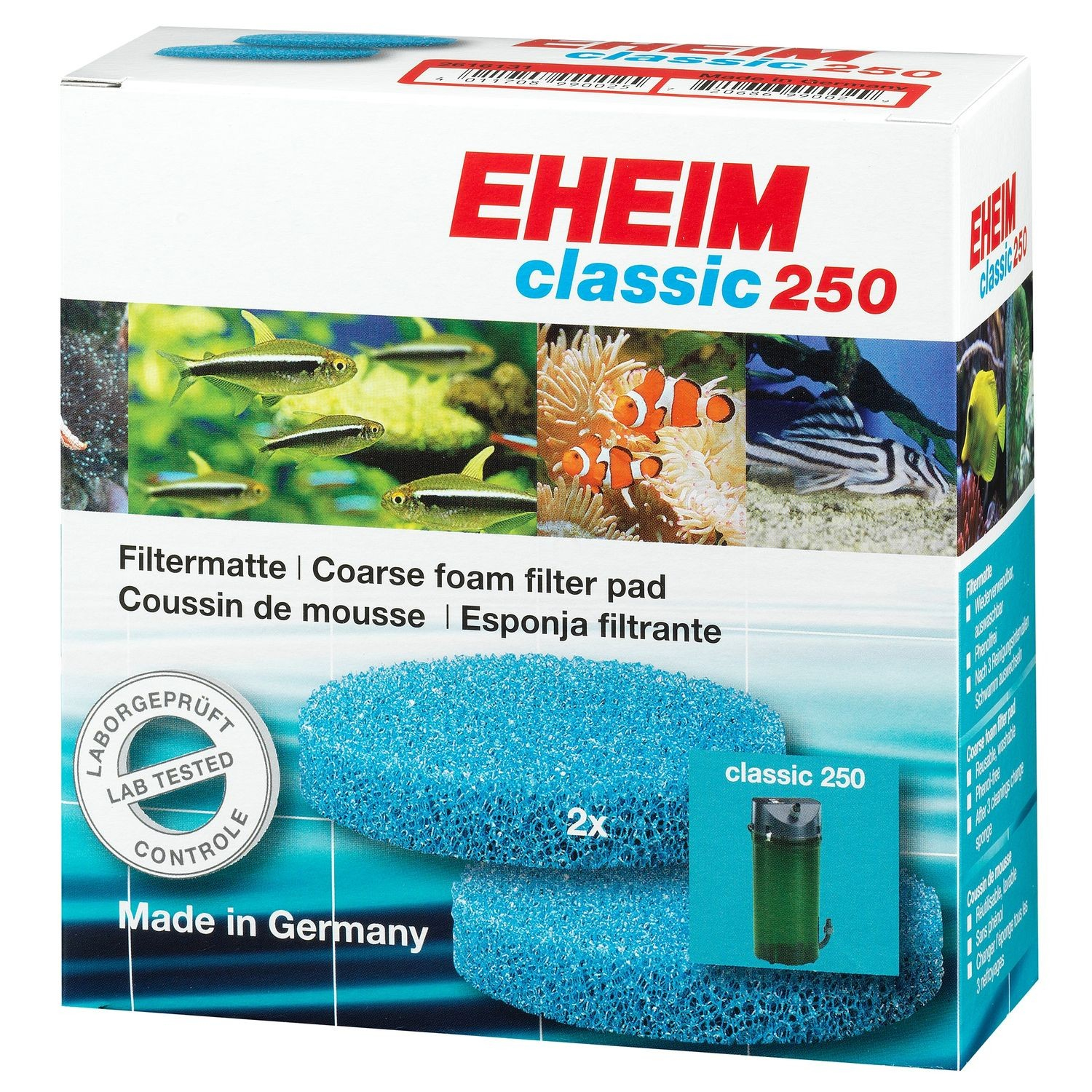 2 blaue Filtermatten für Aquarium-Filter von EHEIM Classic 2213 und 250