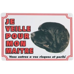 Cartel perro Terranova ''Vigilo para mi dueño''