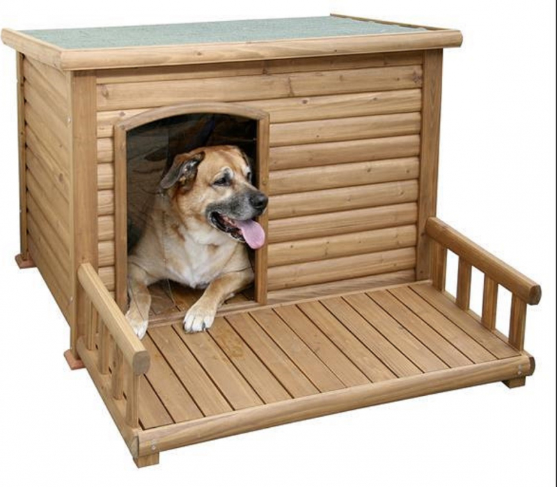 Caseta para perro con terraza