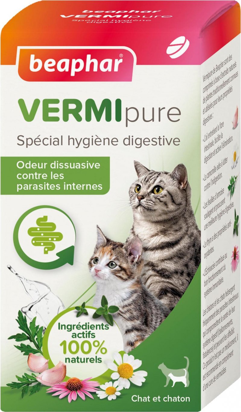 Comprimés purge aux plantes pour chat VERMIpure