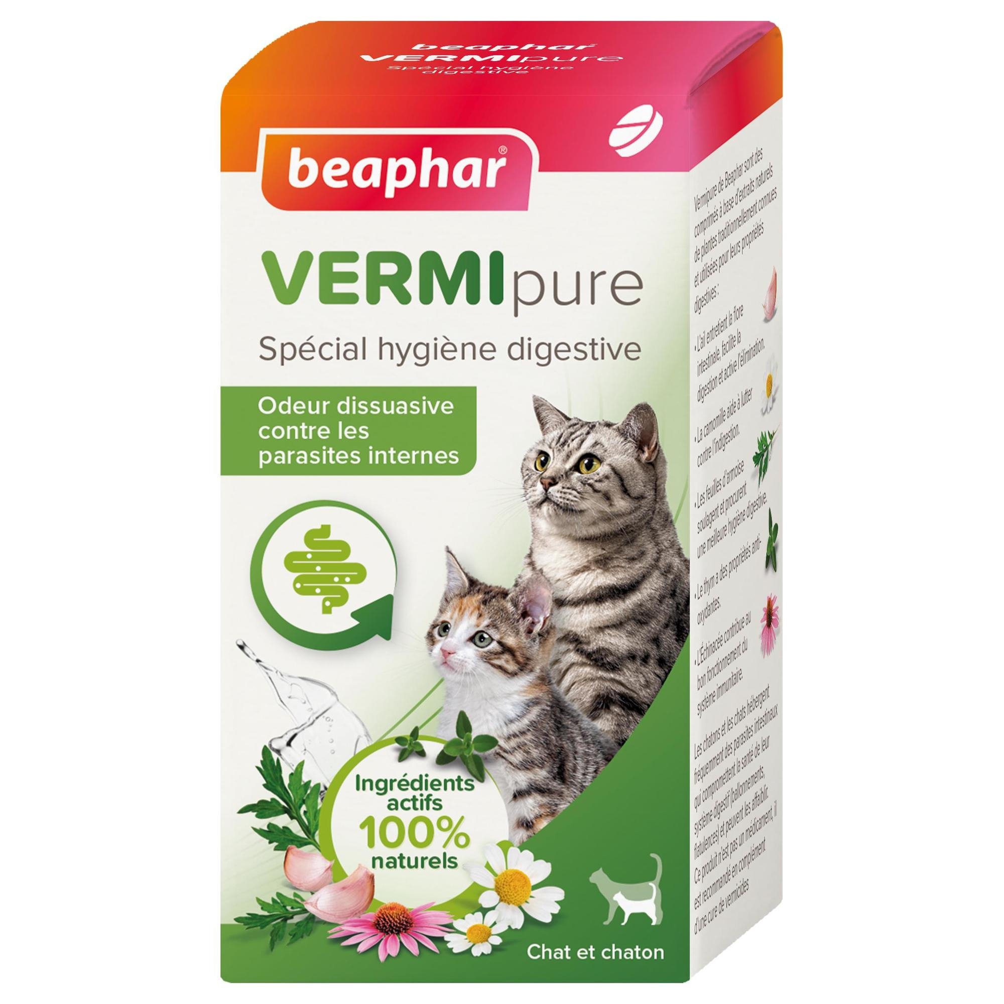 Comprimés purge aux plantes pour chat VERMIpure