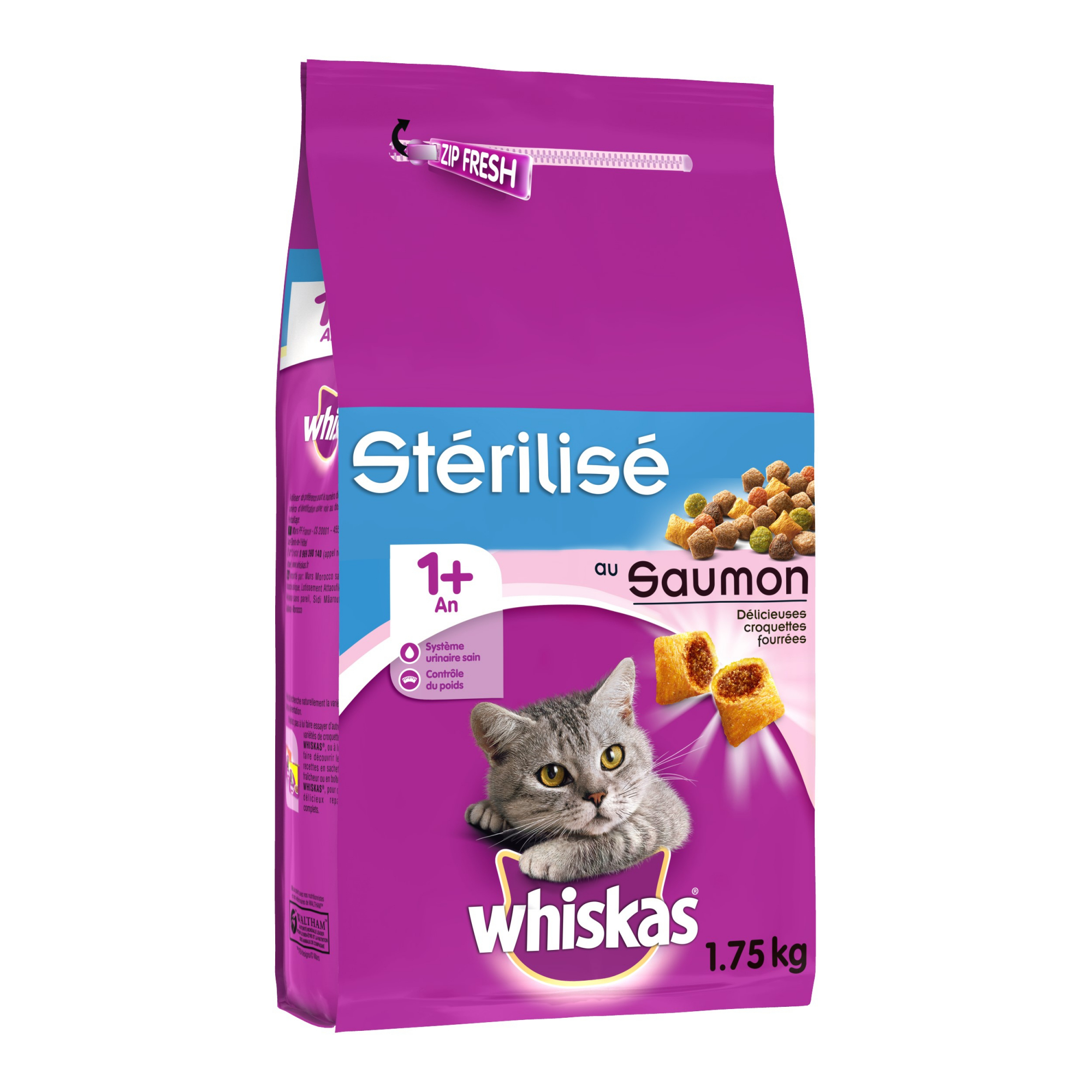 Whiskas 1+ para Gatos Adultos Esterilizados 1+ Frango ou Salmão