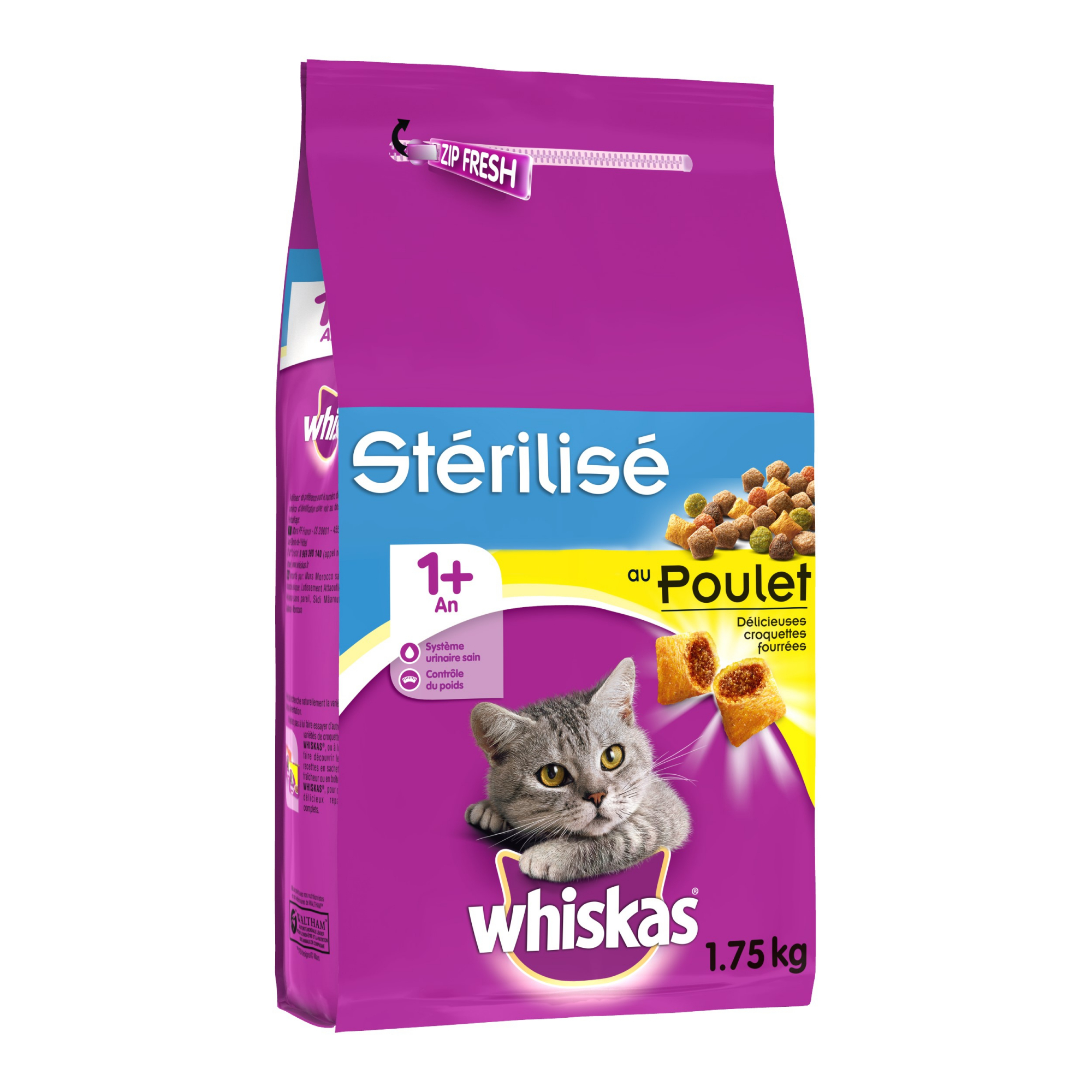 Whiskas 1+ para Gatos Adultos Esterilizados 1+ Frango ou Salmão