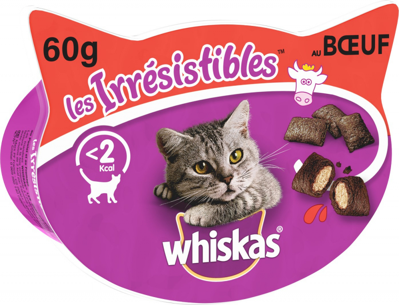 Les Irrésistibles de Whiskas Buey Snacks para gatos