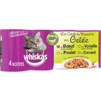 Pack de 4 comida húmeda en gelatina para gatos WHISKAS La Carta del Mercado