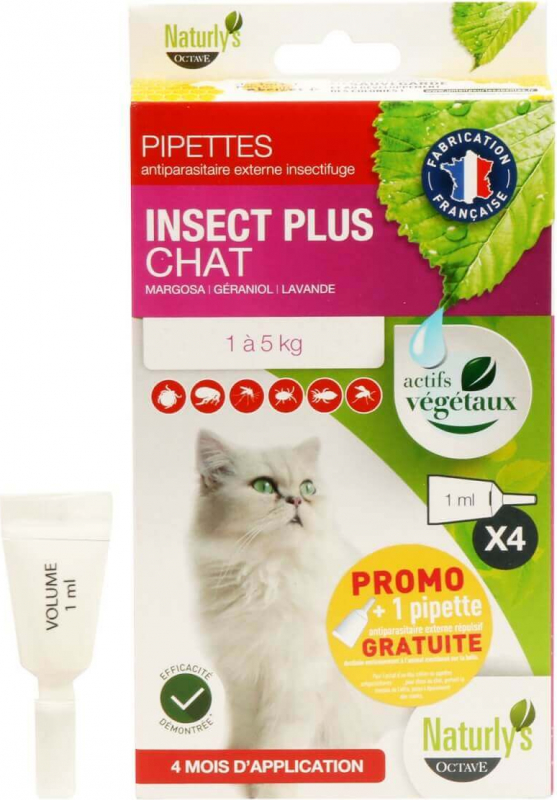 Pipettes antiparasitaire insectifuges chat Naturly's 