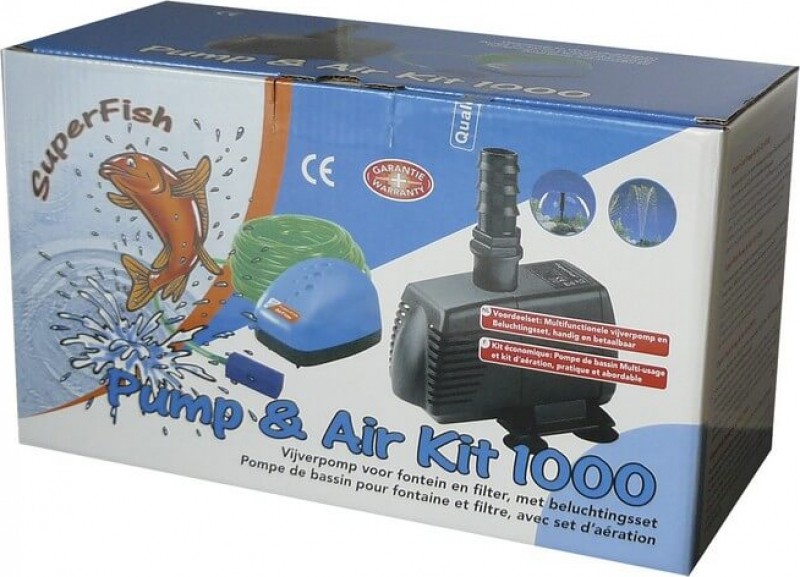 Pompe de bassin pour fontaine et filtre avec kit aération Pump & Ait kit 1000