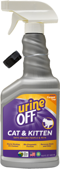 Urine Off verwijdert geuren en vlekken - voor katten en kittens