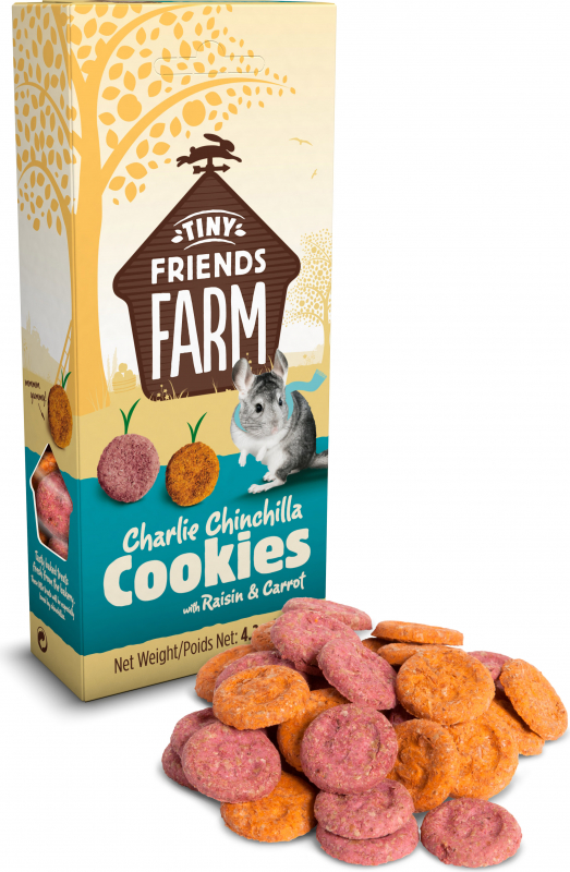 Tiny Friends Farm Charlie Chinchilla Cookies biscuits raisins et carottes Chinchilla