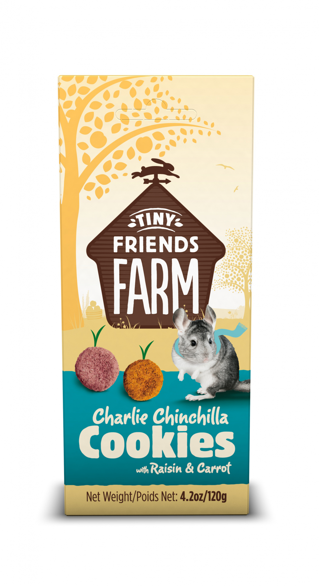Tiny Friends Farm Charlie Chinchilla Cookies de pasas y zanahorias