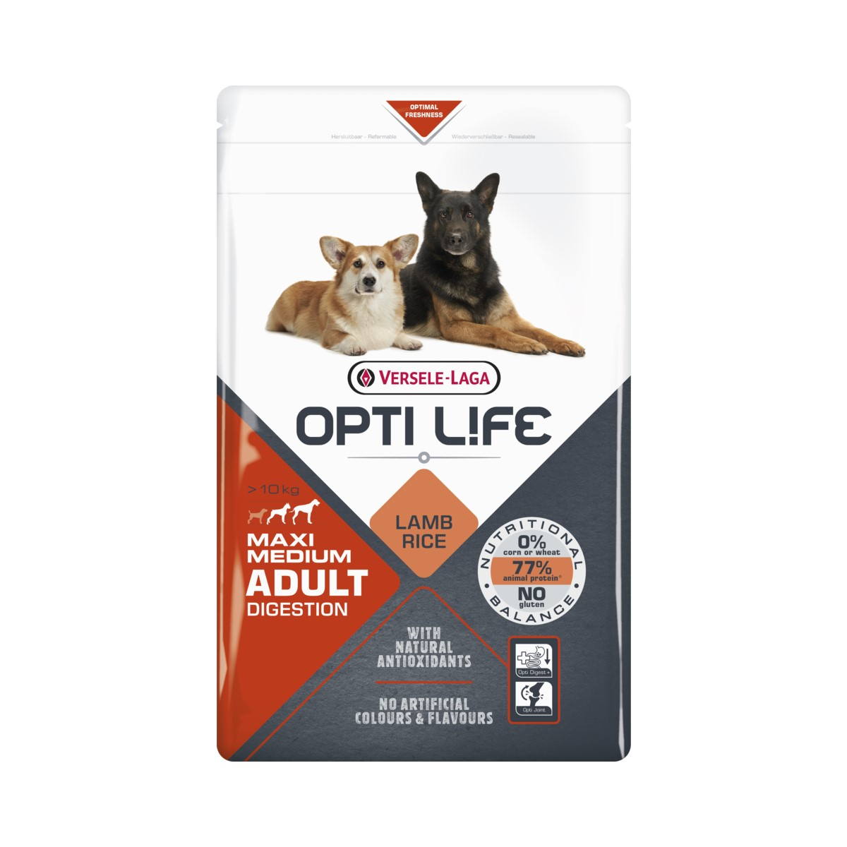Opti Life Adult Digestion Medium & Maxi à l'agneau pour chien adulte sensible de moyenne et grande taille