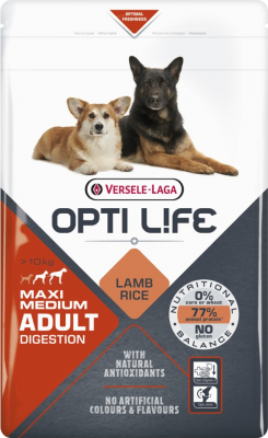 Opti Life Adult Digestion Medium & Maxi à l'agneau pour chien adulte sensible de moyenne et grande taille