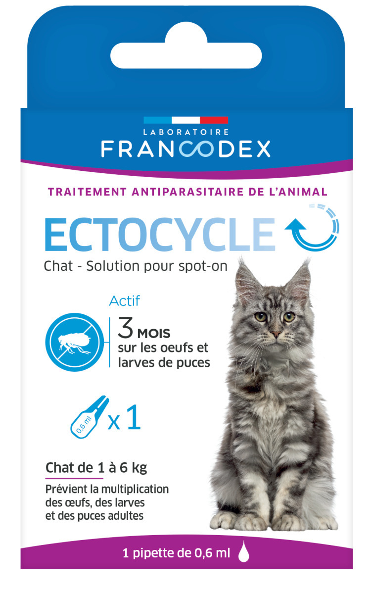 Francodex Ectocycle Chat - 1 pipette 0.6ml (pour chat de 1kg à 6kg)
