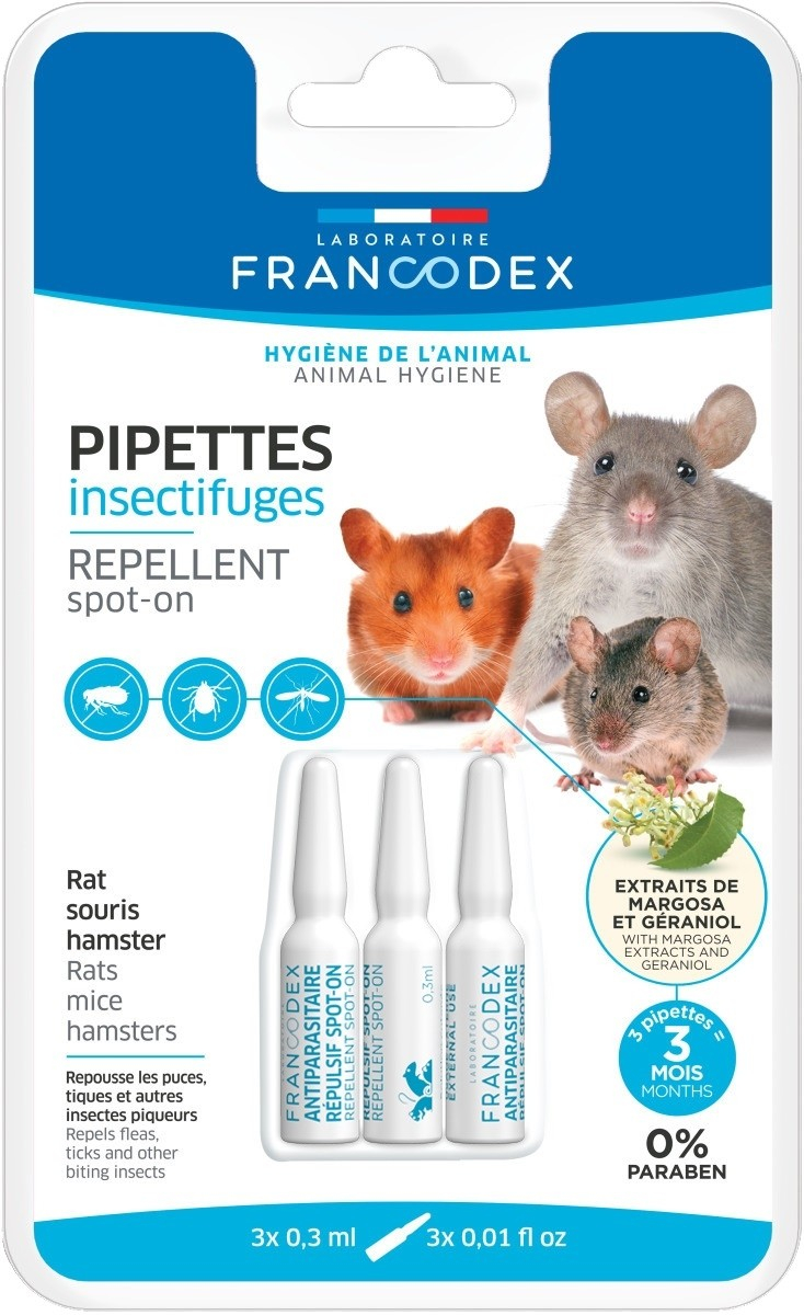  Spoton insecticida Pequeños roedores, 3 pipetas de 0.3 ml - Repele los parásitos. 