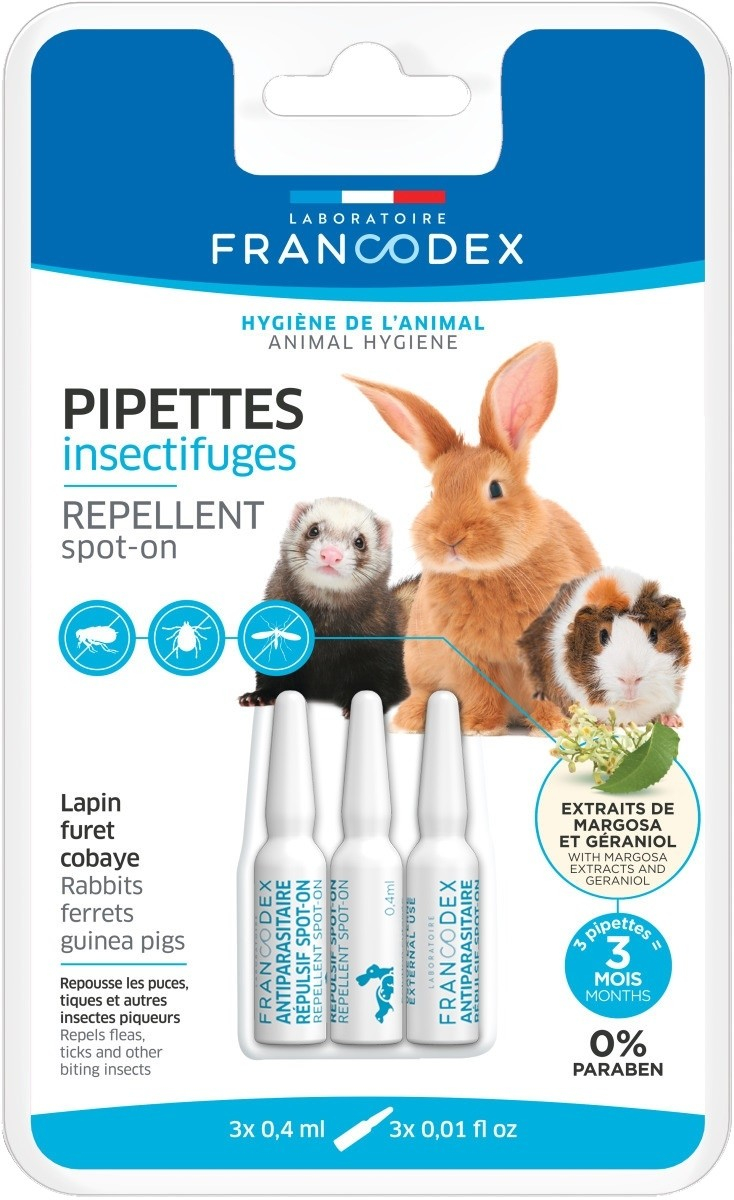 Francodex Pipettes Spot-On Insectifuge Grand Rongeur - Repousse les parasites