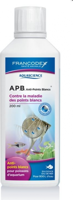 A.P.B. Tratamiento enfermedad punto blanco para peces de acuarios de agua dulce o salada