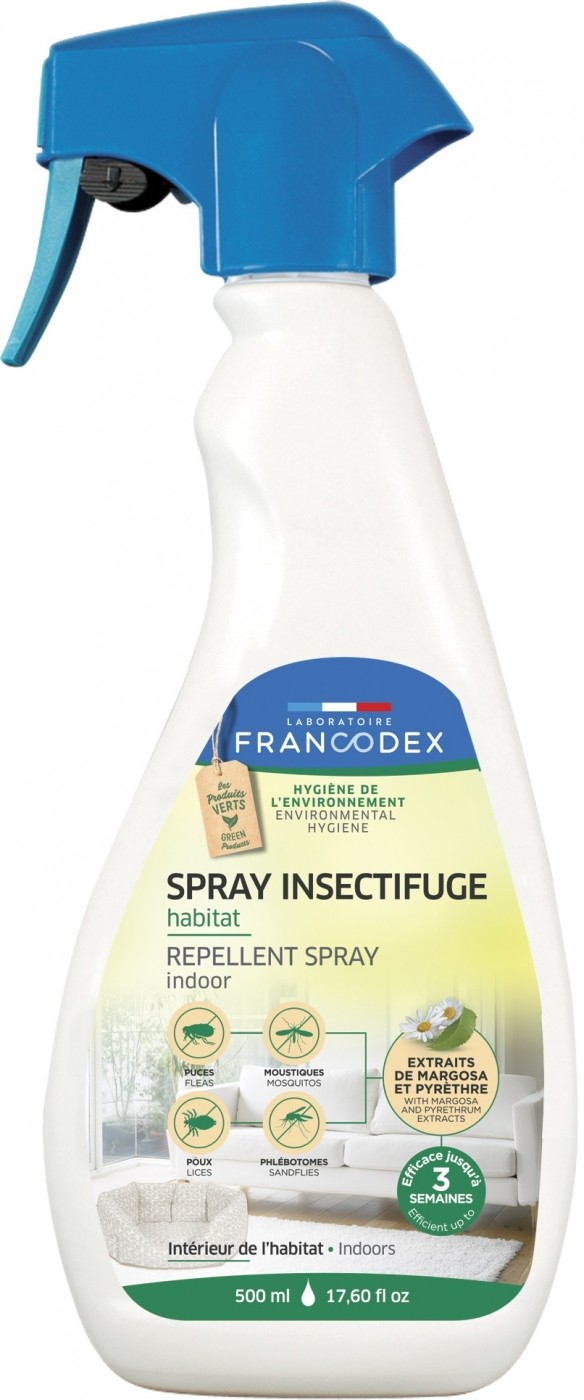 Spray insecticida para el entorno - Extractos 100% naturales de Margosa, 0% Parabenos. 
