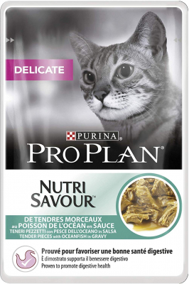 PRO PLAN NutriSavour Delicat Comida húmeda para gatos con pescado en salsa