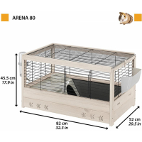 Cage en bois pour Lapin et Cochon d'Inde - 82 cm - Ferplast Arena 80 
