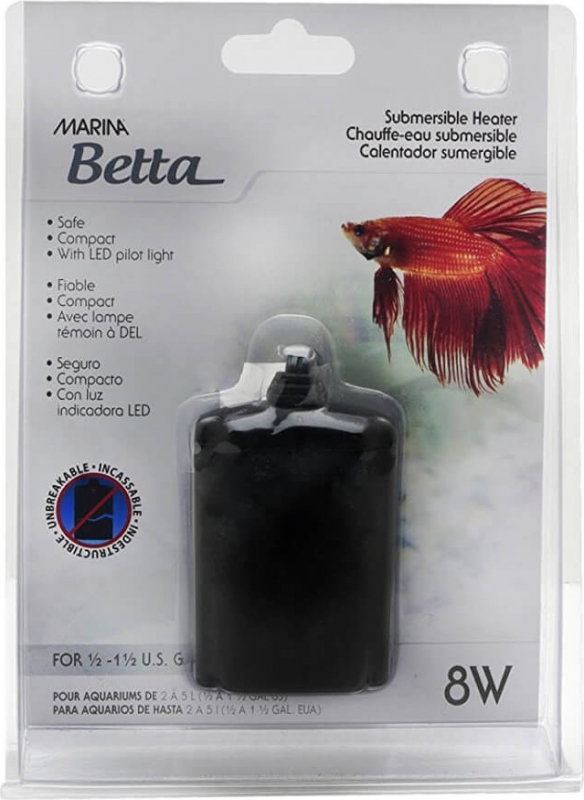 Chauffe-eau submersible 8 watts pour aquarium Marina betta Kit