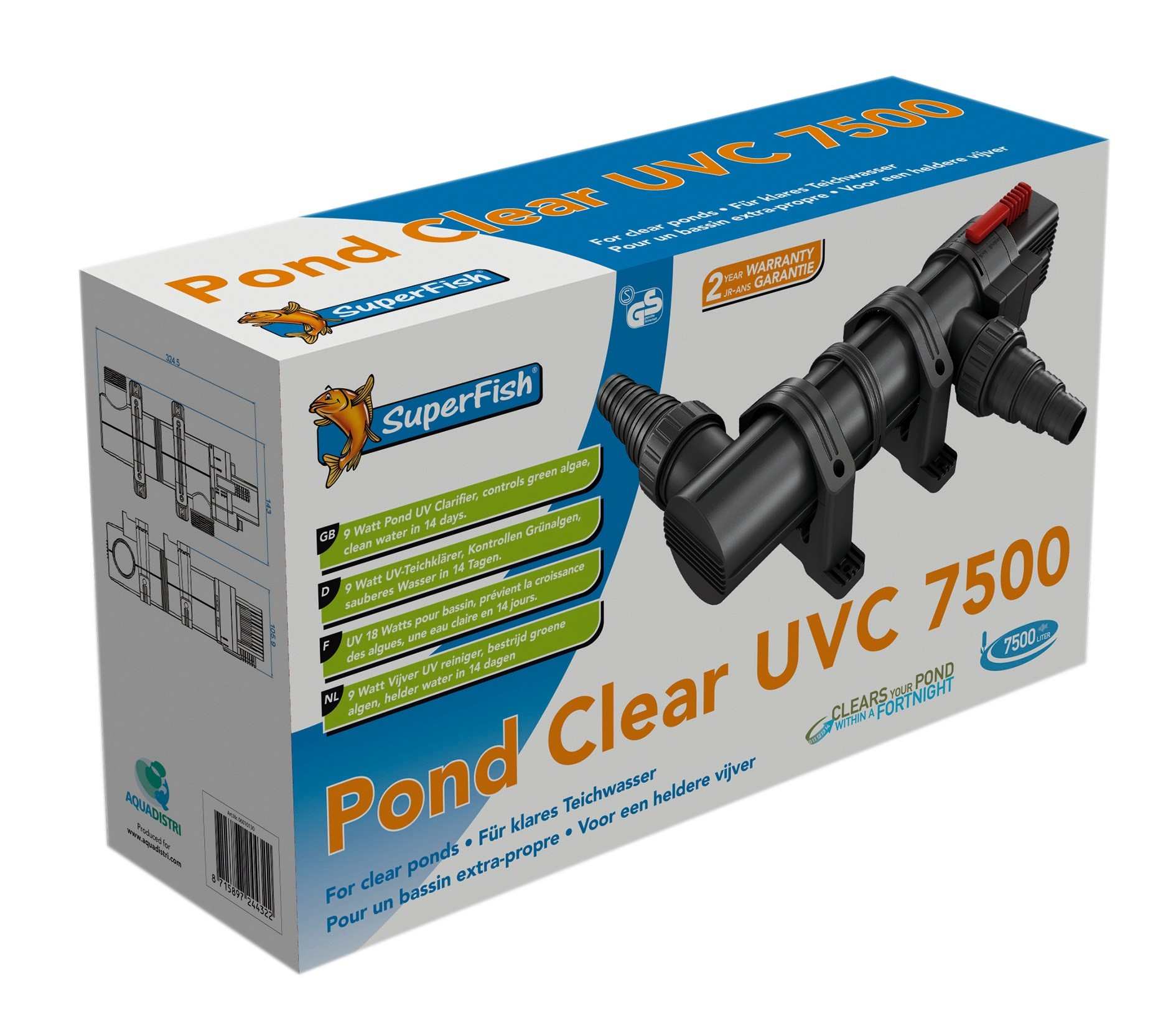 UV-C sterilisator voor vijver SuperFish PondClear UVC