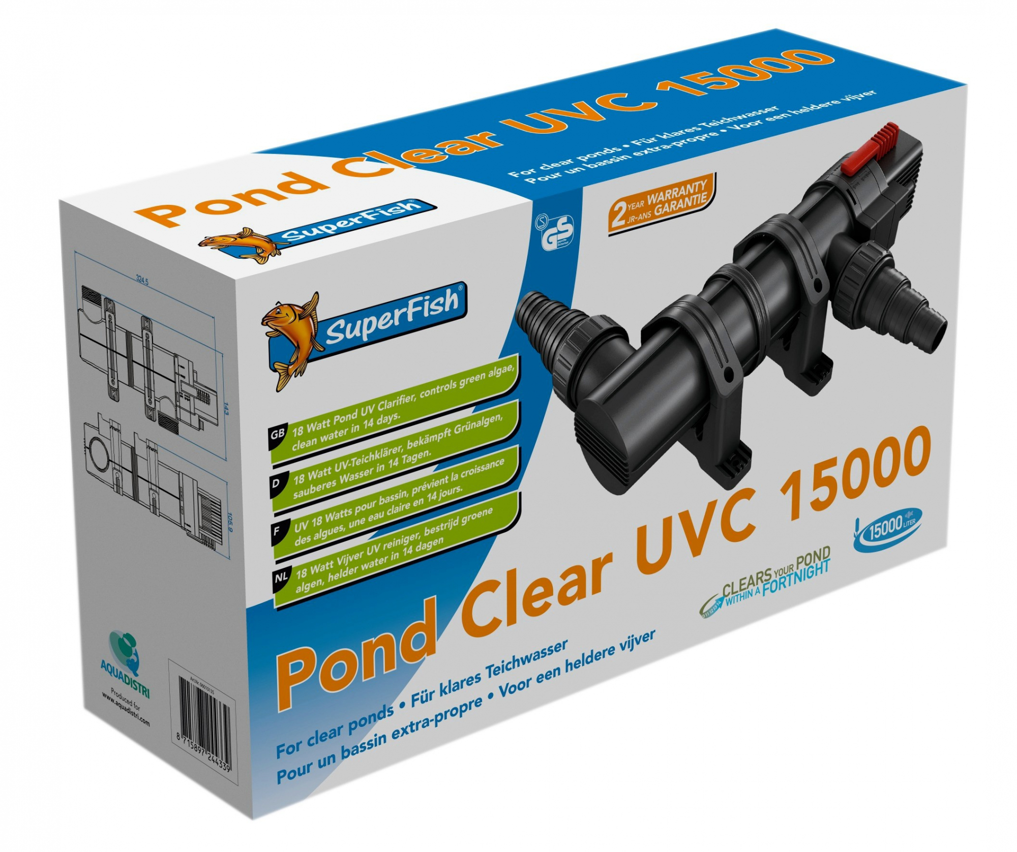  Esterilizador UV-C para estanques SuperFish Pond Clear UVC 9 W & 18 W (2 modelos) 