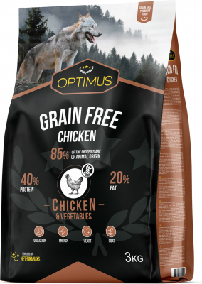 OPTIMUS Adult Grain Free Chicken Sans céréales pour Chien