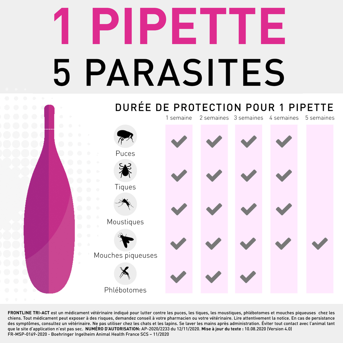 1 pipette = 5 parasites