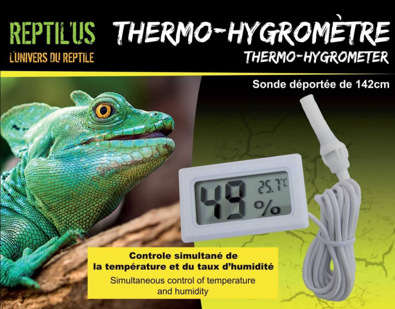 Thermomètre Hygromètre digital sonde déportée Reptil'us