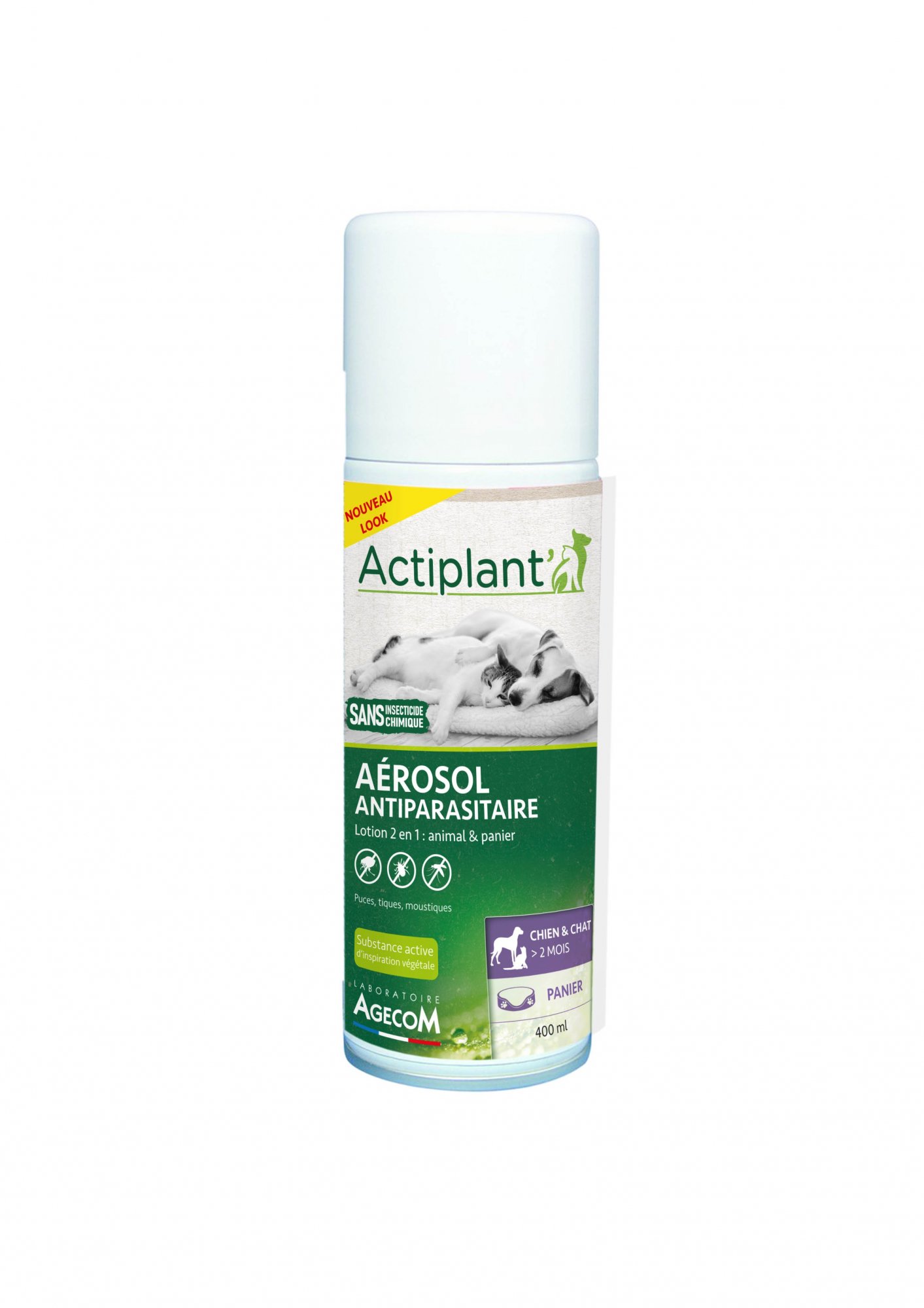 ACTI Aérosol 2en1 - Anti-puces et anti-tiques pour Chien, chat et environnement