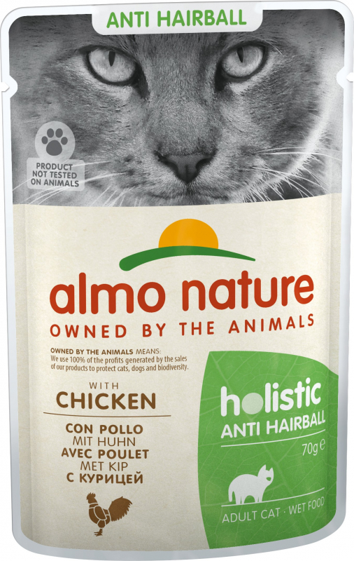 Almo Nature Anti Hairball para gatos adultos Control bolas de pelo - 2 recetas
