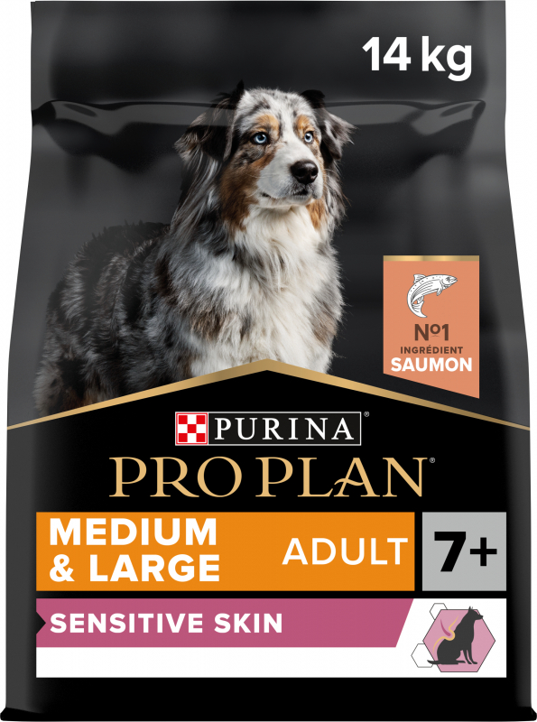 Ração seca para cães PRO PLAN Medium & Large Adult 7+ Sensitive Skin OPTIDERM com salmão