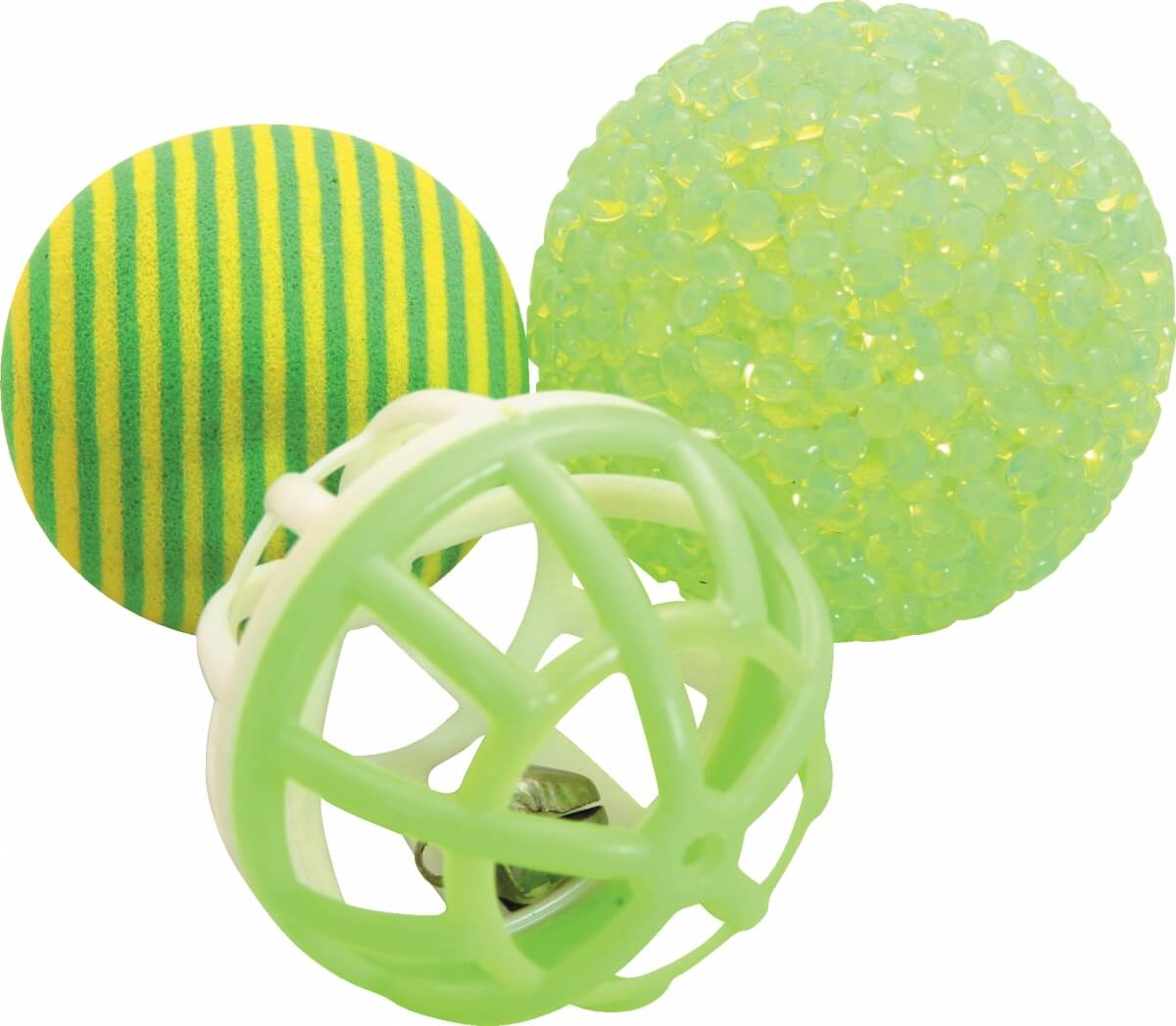 Trio de bolas verdes para gato 4 cm