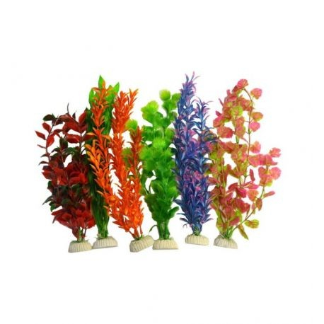 6 plantas de plástico várias cores 20 cm