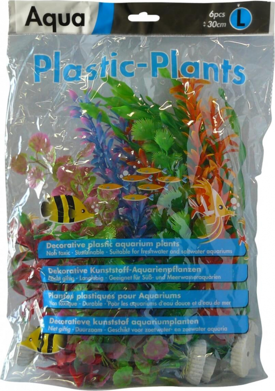 6 plantes plastiques divers coloris 30 cm